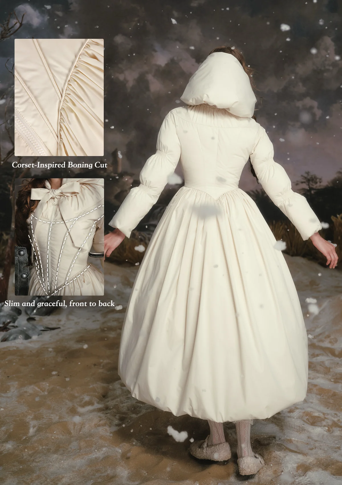Black&White Warrior Down Coat (White) - Image 3