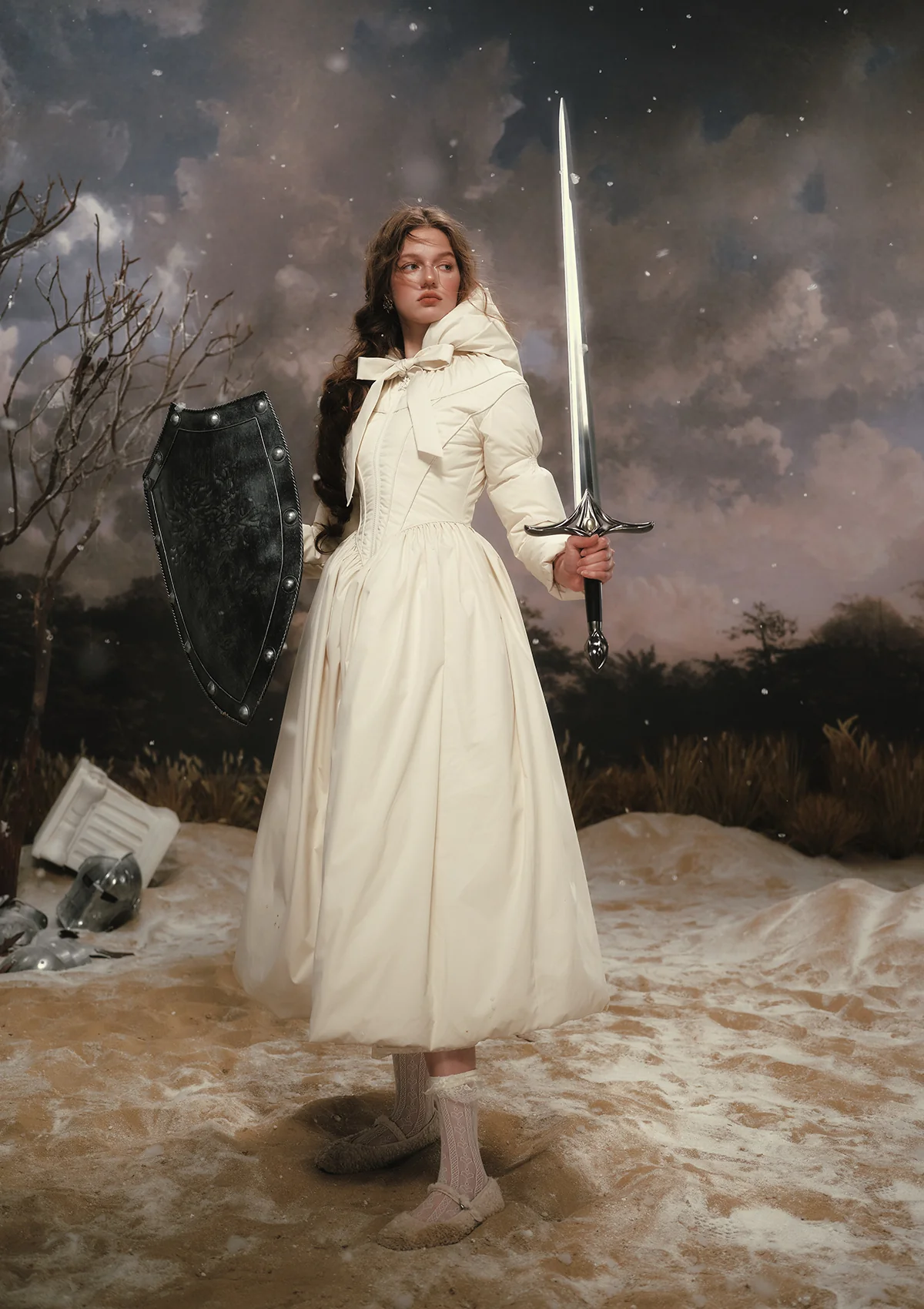 Black&White Warrior Down Coat (White) - Image 7