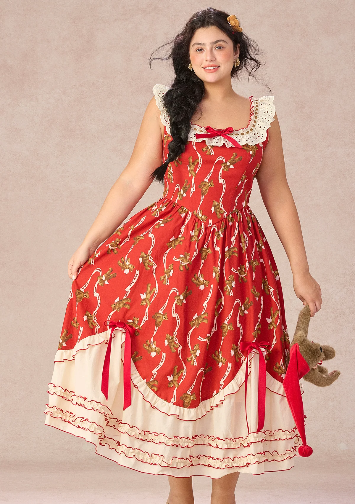 Curve&Plus Teddy Tomato Sauce Dress - Image 2