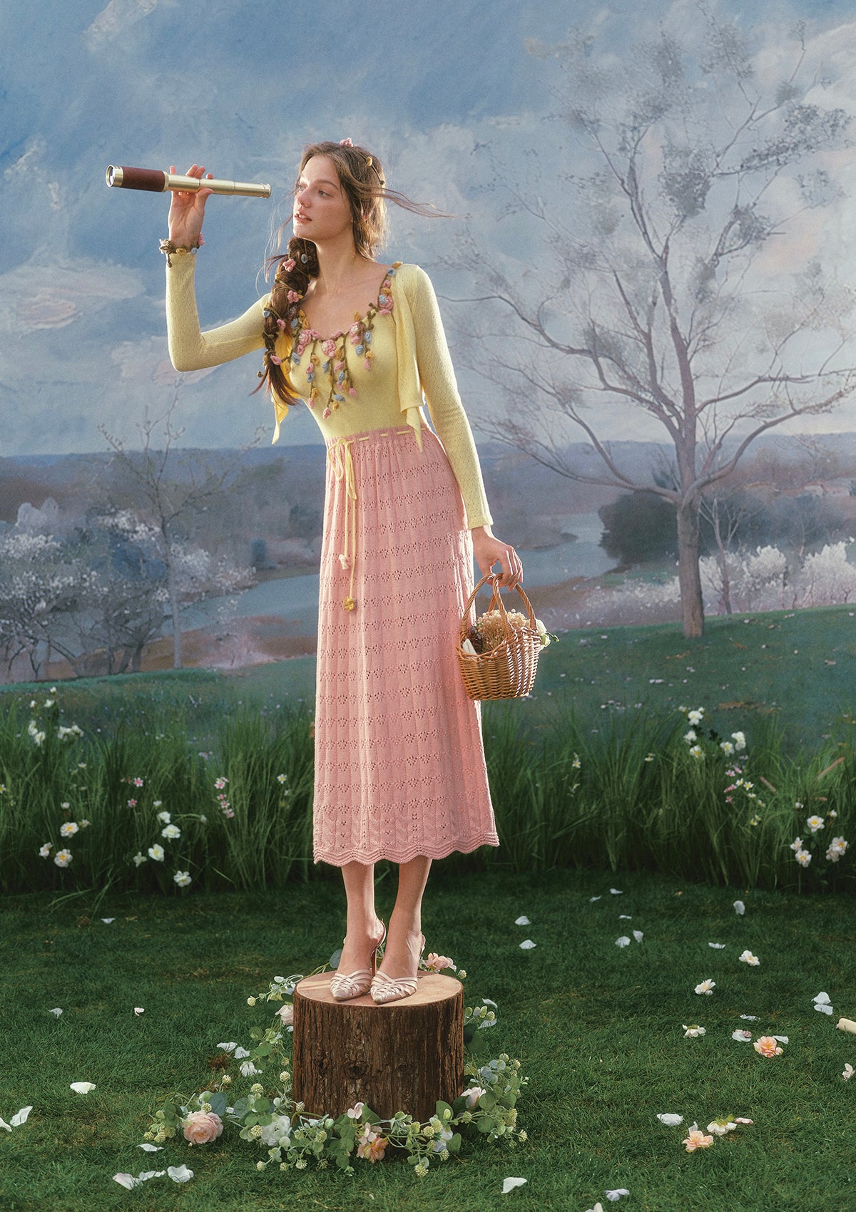 Flower Vine Novel Knit Dress - Image 3