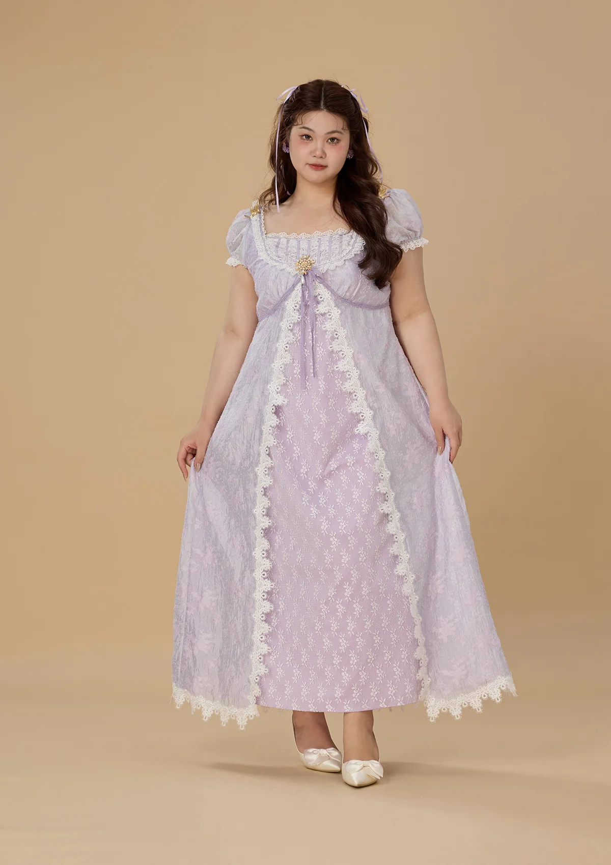 Curve & Plus Monet's Irises Regency Dress - Image 4