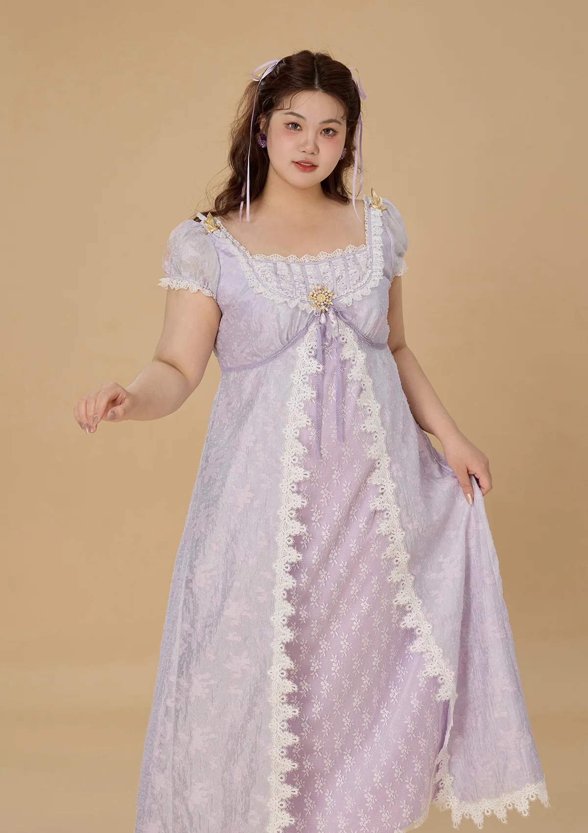 Curve & Plus Monet's Irises Regency Dress - Image 9