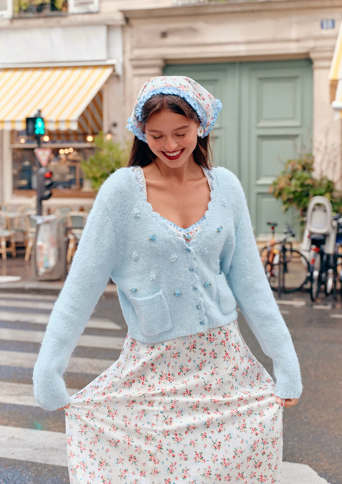 Left Bank Blue Coconut Knit Cardigan - Image 3