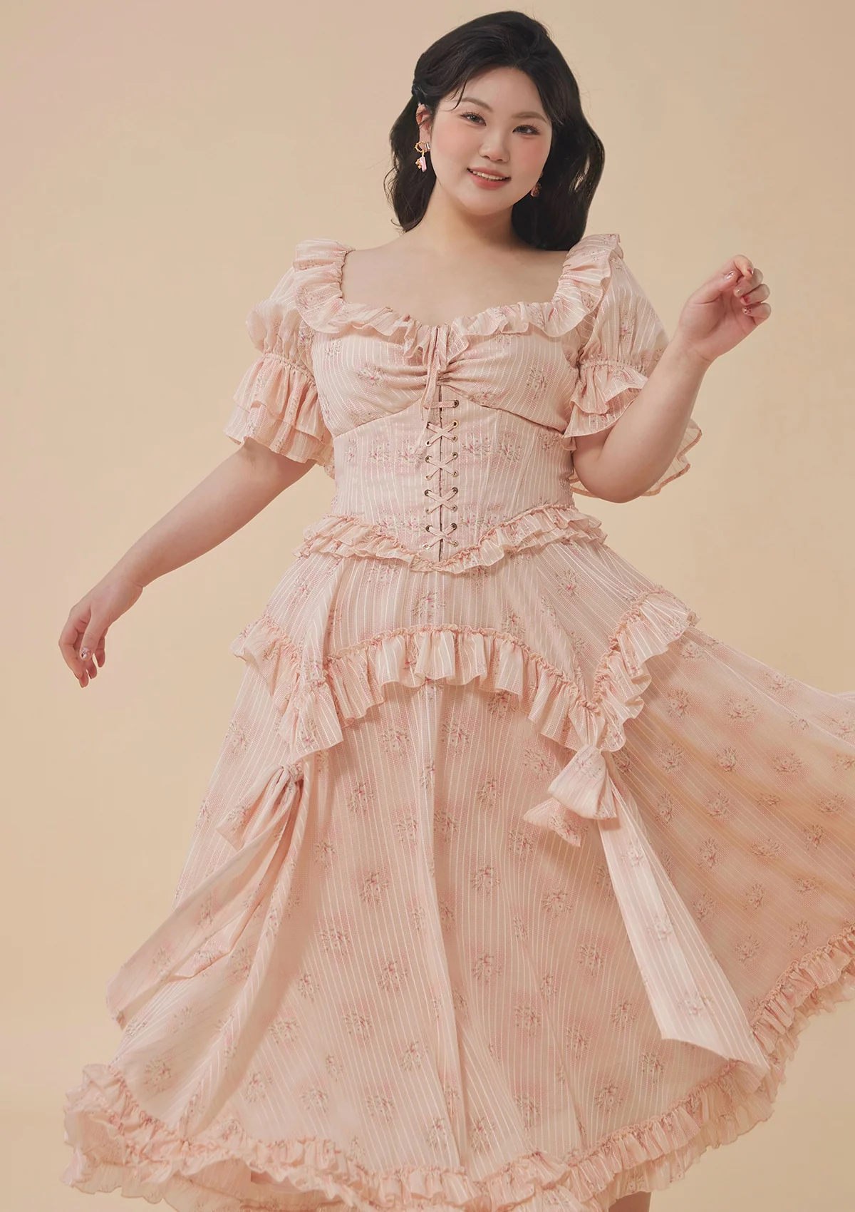Curve & Plus Peach Peri Girl Corset Dress - Image 3