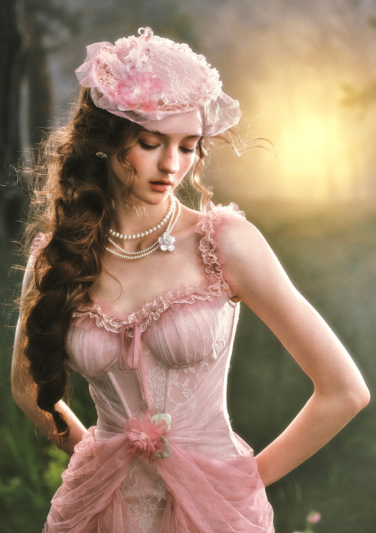 Pink Crabapple Blossom Corset Dress - Image 3