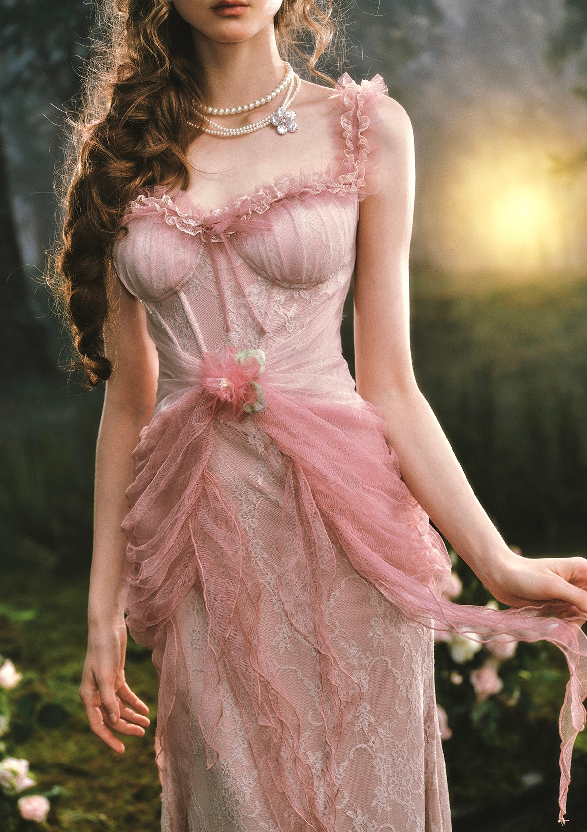 Pink Crabapple Blossom Corset Dress - Image 5