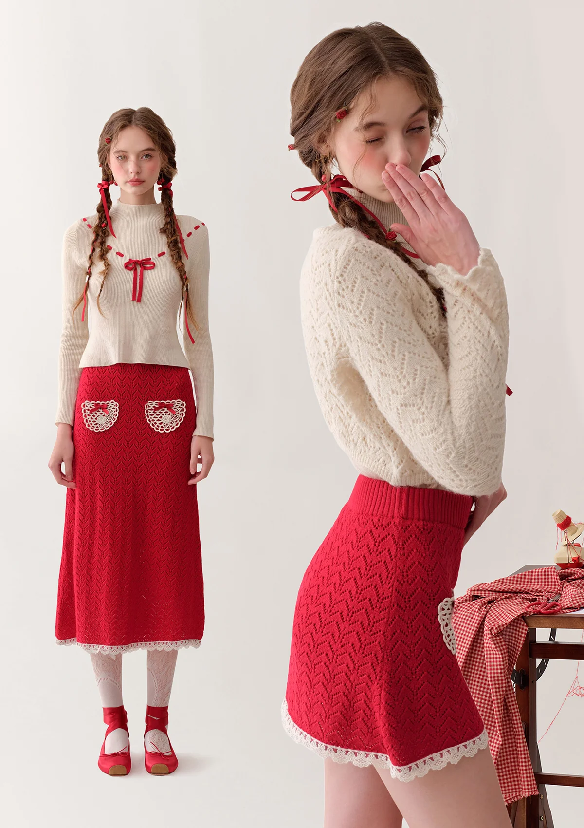 Strawberry Post Office Knit Bottom Shirt - Image 6