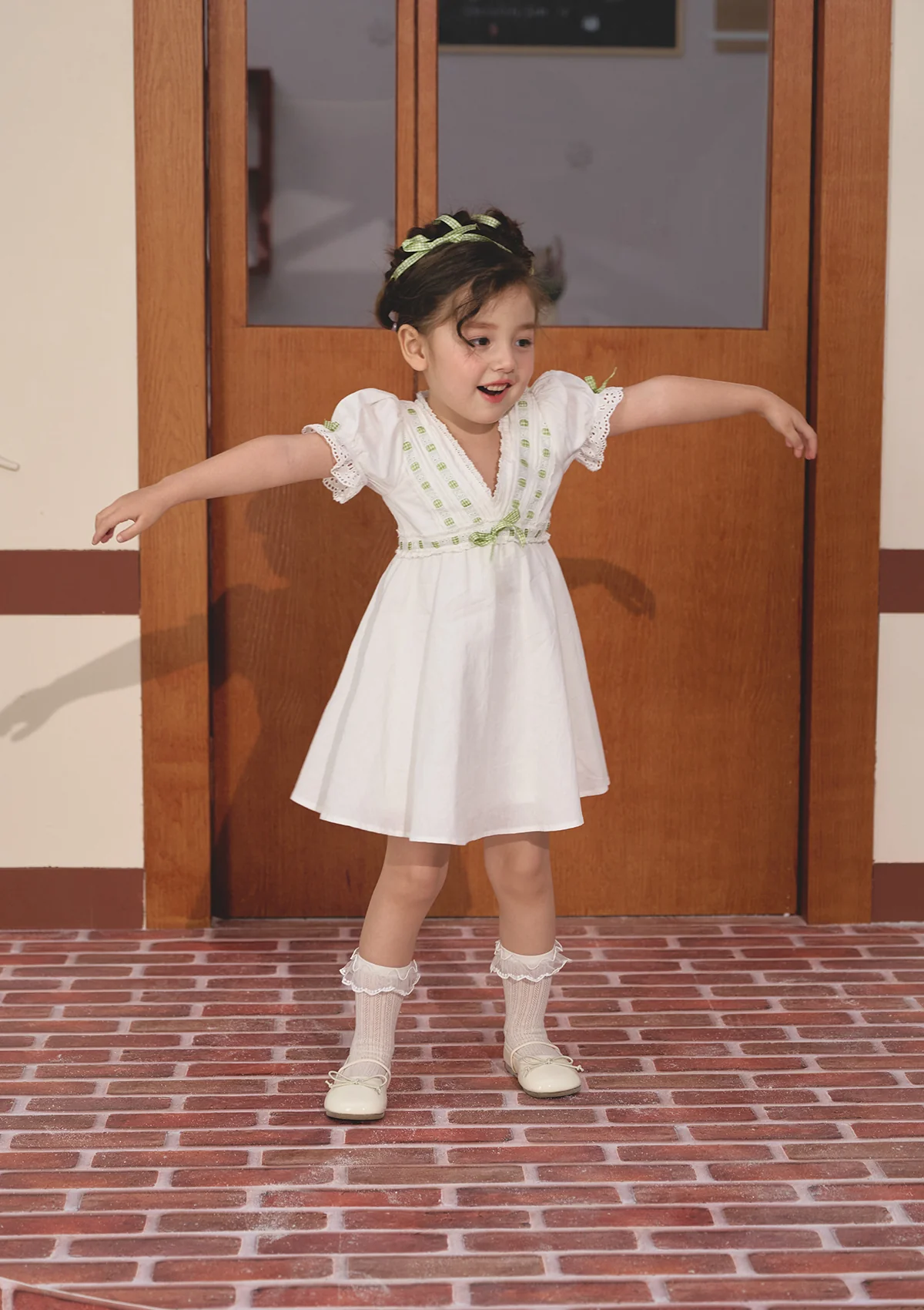 Toddler Girl Green Apple Paradise Dress - Image 4