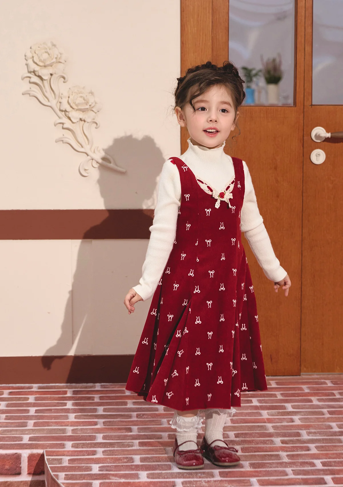 Toddler Girl Strawberry Newspaper Office Dress - Image 2